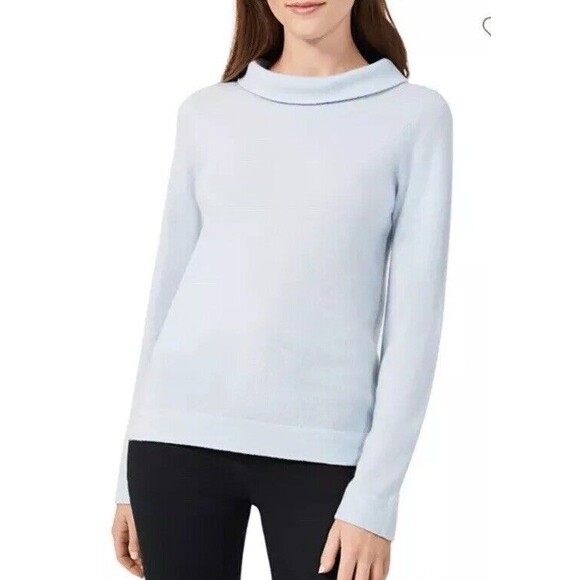 Hobbs Of London Wool Cashmere light blue Funnel Neck Sweater Size S Audrey - Picture 1 of 9